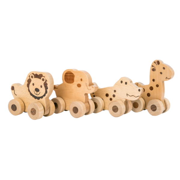 Houten dier op wielen. Natuurlijk houten speelgoed om mee te spelen! De dieren trainen de motoriek en bewegingsvaardigheden van jonge kinderen.